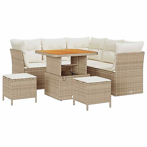 vidaXL 8-Teiliges Garten-Sofa-Set mit Kissen in Beige aus Poly Rattan und A günstig online kaufen