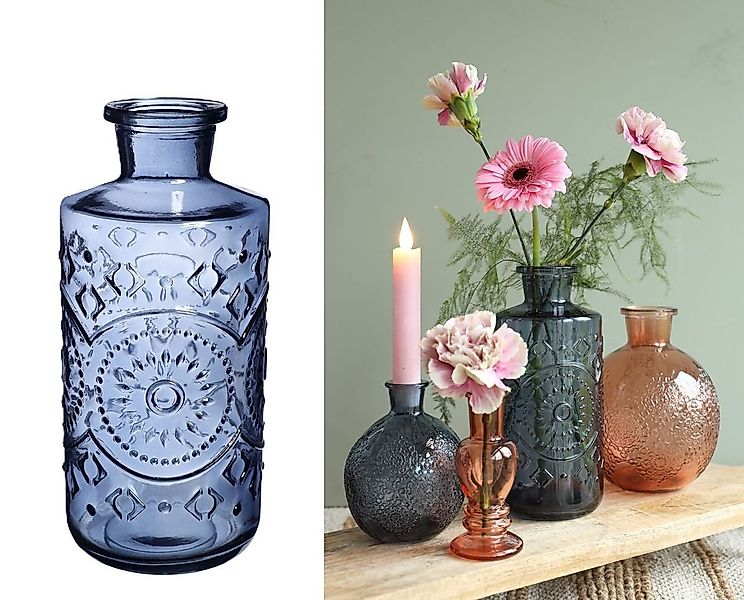 NaDeco Dekovase Glasvase "Berlin" in Dunkelblau, Höhe 21cm, Durchmesser 9cm günstig online kaufen