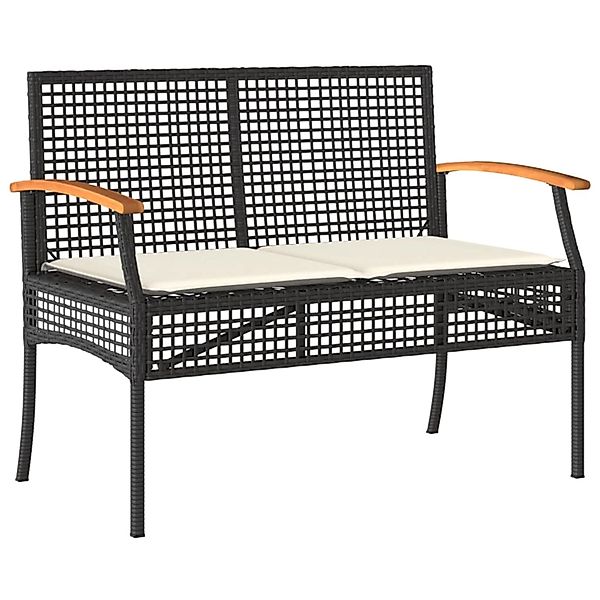 vidaXL Gartenbank mit Kissen Schwarz Poly Rattan Akazienholz 366255 günstig online kaufen