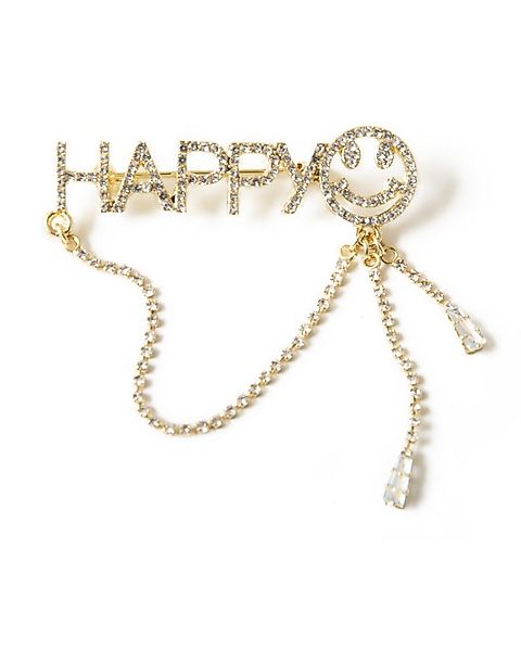 MayTree Brosche "HAPPY", mit Strass-Stein Kette (Stück, 1-tlg), Metallbrosc günstig online kaufen