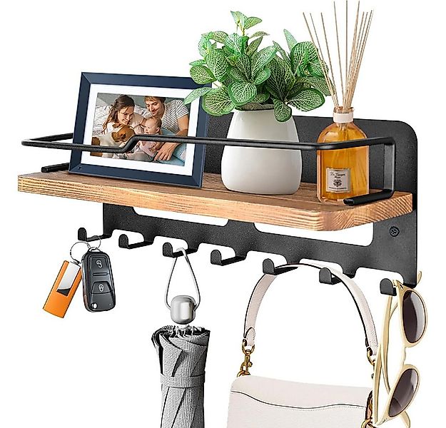TUWENA Wandhaken Schlüsselbrett Holz mit Ablage, Schlüsselablage Wand mit 7 günstig online kaufen