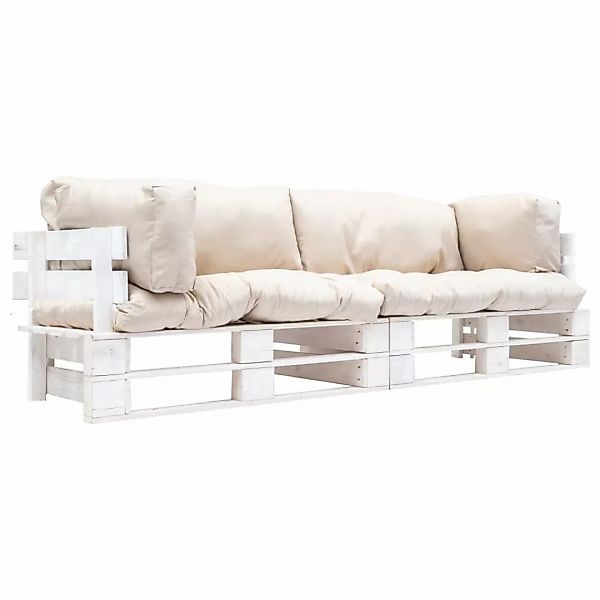 2-tlg. Garten-palettensofa-set Sandfarbige Kissen Kiefernholz günstig online kaufen