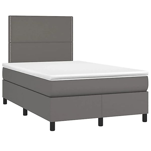 vidaXL Boxspringbett mit Matratze Grau 120x200 cm Kunstleder 3142777 günstig online kaufen