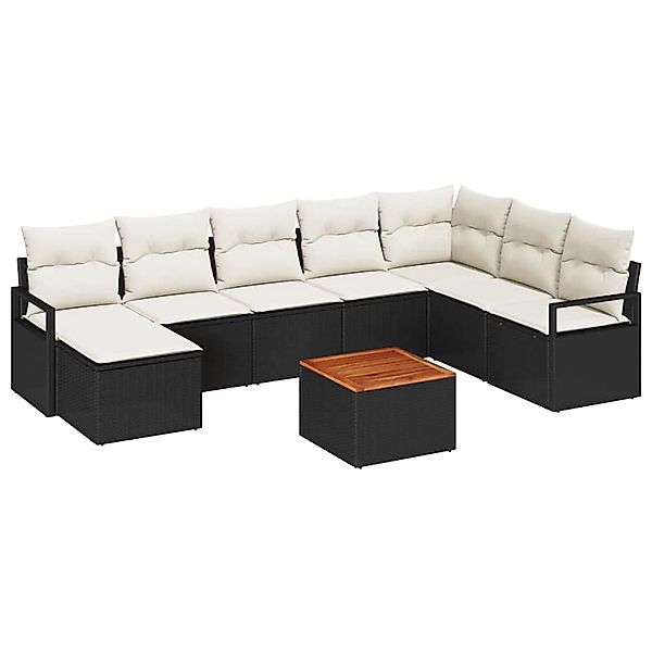 vidaXL Garten-Sofa-Set 9-Tlg Schwarz Weiß 3356409 günstig online kaufen