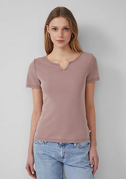 QS Kurzarmshirt T-Shirt Gewaschenes Ripp-Shirt im Slim Fit günstig online kaufen