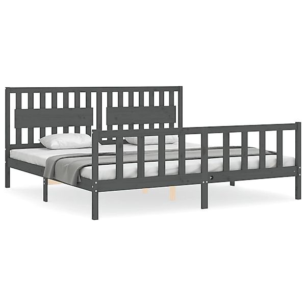 vidaXL Massivholzbett mit Kopfteil Grau 200x200 cm 3192448 günstig online kaufen