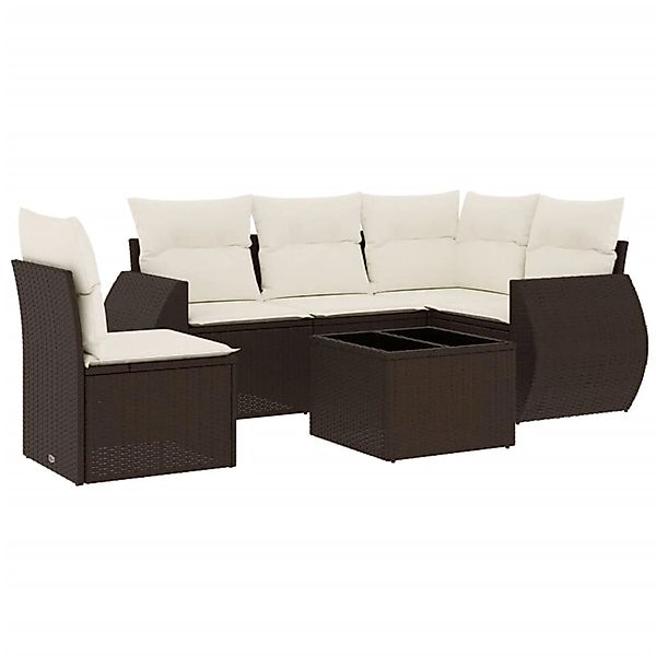 vidaXL 6-Tlg Garten-Sofagarnitur mit Kissen Braun Poly Rattan 3253720 günstig online kaufen