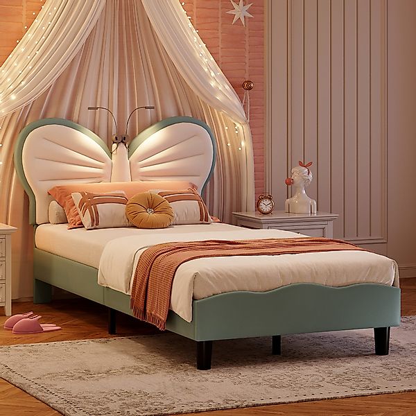 PXloue Polsterbett Kinderbett Jugendbett (Kopfteil hochstellbar), günstig online kaufen