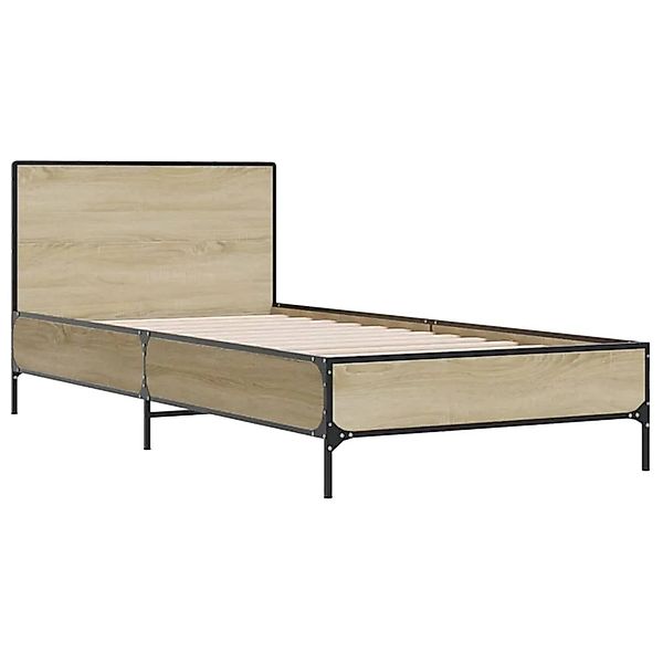 vidaXL Bettgestell Sonoma-Eiche 100x200 cm Holzwerkstoff und Metall 845523 günstig online kaufen
