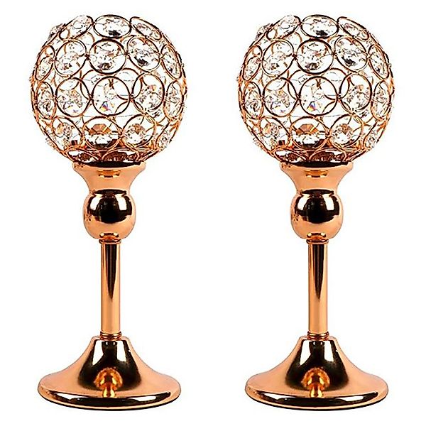 KAHOO Kerzenständer Goldener Kristall Kerzenhalter (2 günstig online kaufen