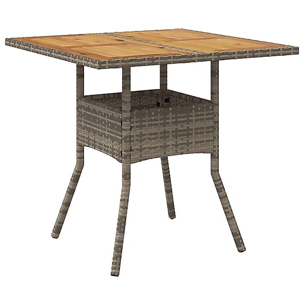 vidaXL Gartentisch mit Akazienholz-Platte Grau 80x80x75 cm Poly Rattan 3655 günstig online kaufen
