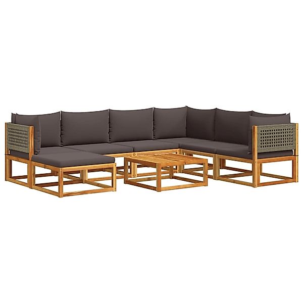 vidaXL 8-Tlg Gartensofa-Set mit Kissen Holz Akazie Rattan 3278904 günstig online kaufen