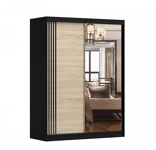 MOEBLO Kleiderschrank LARA 07 (mit Spiegel Schwebetürenschrank 2-türig Schr günstig online kaufen