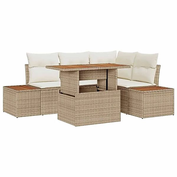 vidaXL Garten Essgruppe mit Kissen 5-Tlg Beige und Creme 3350068 günstig online kaufen