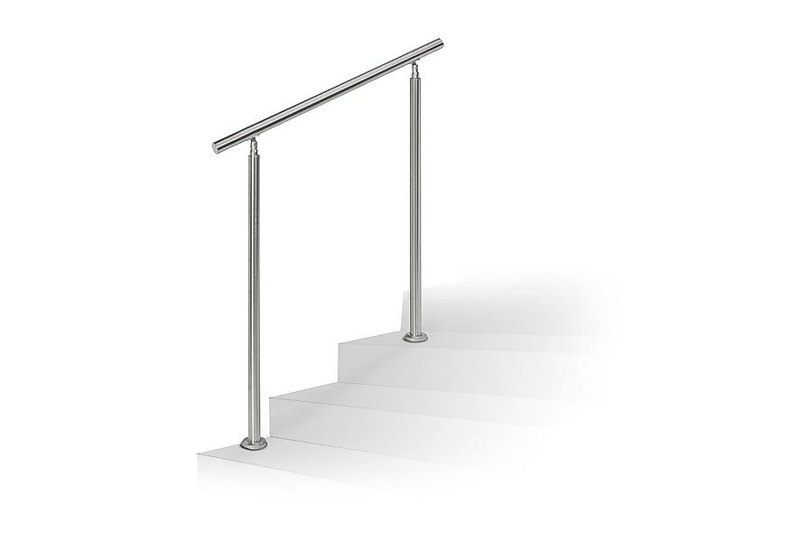 relaxdays Treppengeländer Edelstahl, 100 cm Länge, 108 cm Höhe, mit 2 Pfost günstig online kaufen