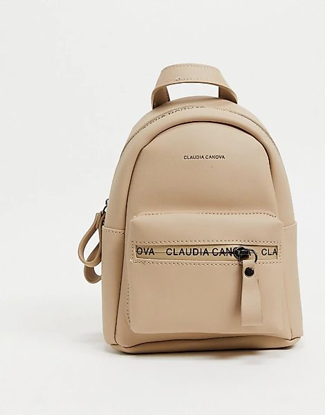 Claudia Canova – Mini-Rucksack mit Logo in Taupe-Neutral günstig online kaufen