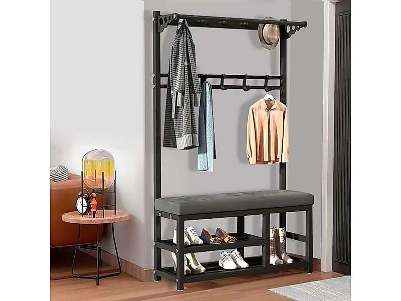 ibettertec Garderobenständer Kleiderständer Garderobe mit Schuhbank, flurga günstig online kaufen