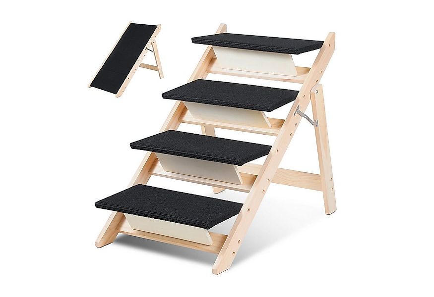 Clanmacy Hunderampe Hundetreppe 2 in 1 Hunderampe Faltbar aus Holz Einstieg günstig online kaufen