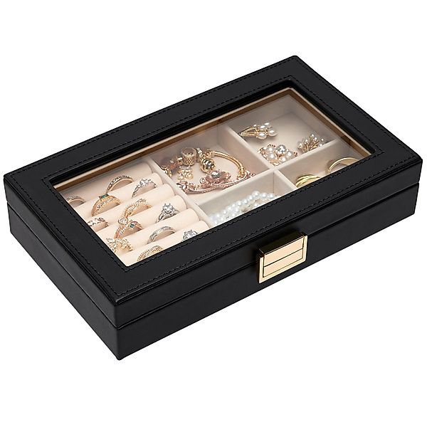 Yorbay Schmuckkasten Stapelbares Schmucktablett, mit Glasdeckel, günstig online kaufen