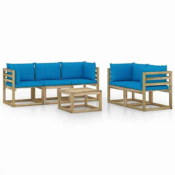 6-tlg. Garten-lounge-set Mit Hellblauen Kissen günstig online kaufen