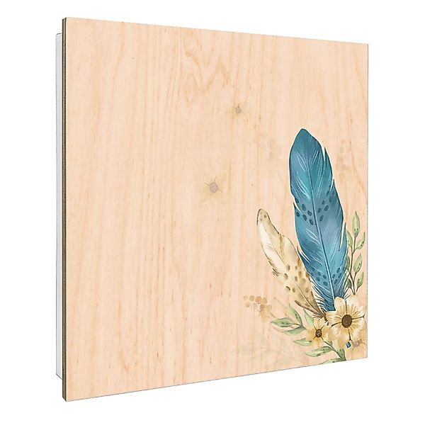 Banjado Schlüsselkasten mit Holzfront 30x30cm Weiß Scharnier Links 50 Haken günstig online kaufen