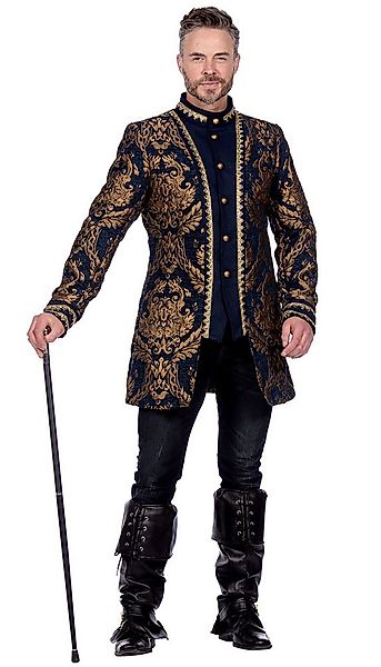Karneval-Klamotten Kostüm Parade Frack Herren Hochwertig Brokat blau gold, günstig online kaufen