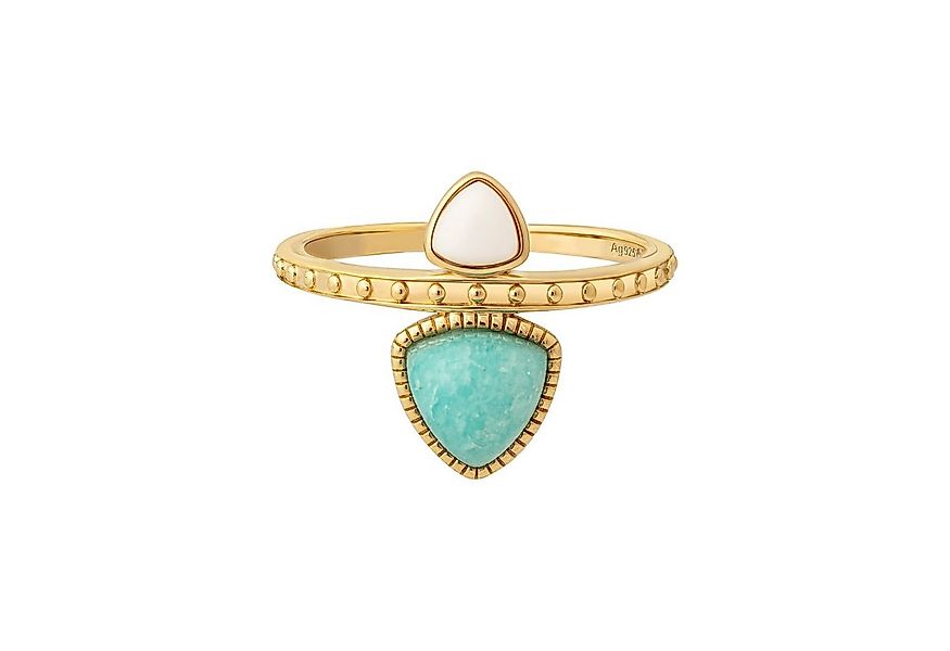 CAÏ Fingerring 925 Silber vergoldet Dreiecke Amazonit & weißer Achat günstig online kaufen