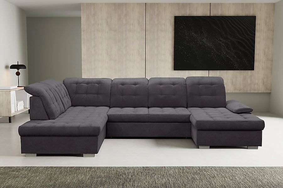 WERK2 Wohnlandschaft "Kordula-New U-Form", Sofa in U-Form mit Schlaffunktio günstig online kaufen