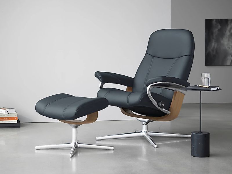 Stressless "Consul" Set, Relaxsessel mit Hocker, mit Hocker, mit Cross Base günstig online kaufen