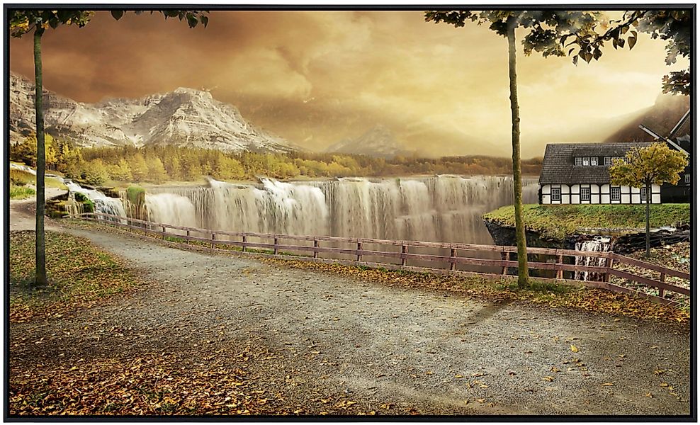 Papermoon Infrarotheizung »Haus an Wasserfällen«, sehr angenehme Strahlungs günstig online kaufen