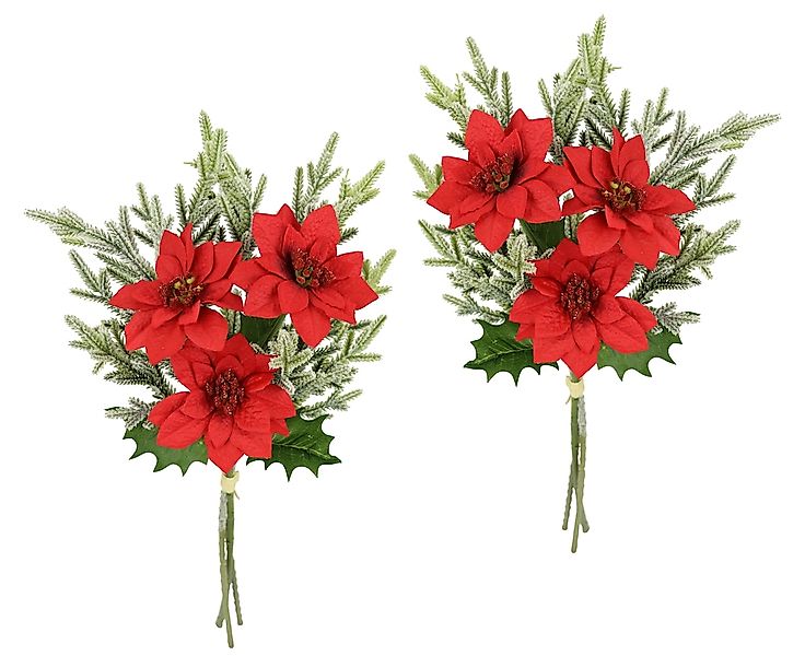 I.GE.A. Kunstblumenstrauß "Strauß Poinsettia/Tannenzweige", 2er Set Weihnac günstig online kaufen