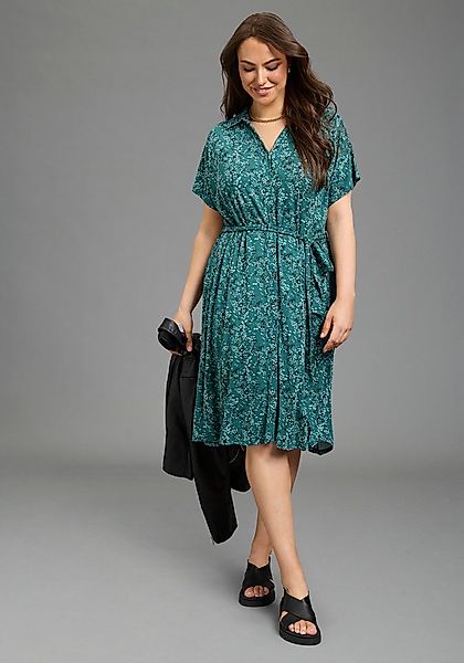 Laura Scott CURVE Jerseykleid in A-Linie mit Hemdkragen, geblümt günstig online kaufen