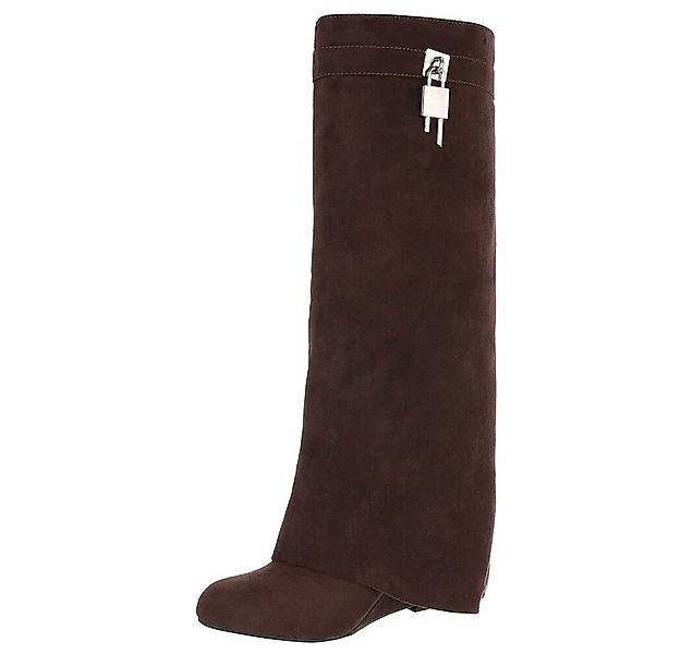 Ital-Design Elegante Überknie-Stiefel mit Komfort und modernem Design Keils günstig online kaufen