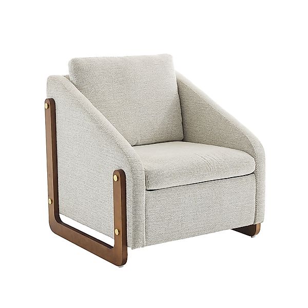 Loungesessel, Chenille Minimalistischer Sessel Bequem mit Holzarmlehnen Rüc günstig online kaufen