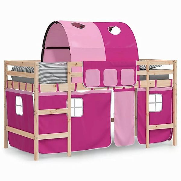 vidaXL Bett Kinderhochbett mit Tunnel Rosa 80x200 cm Massivholz Kiefer günstig online kaufen