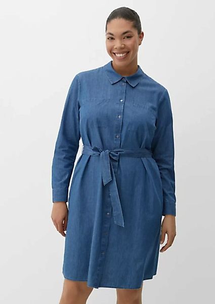 TRIANGLE Maxikleid Denim Kleid mit abnehmbarem Bindegürtel Stickerei günstig online kaufen