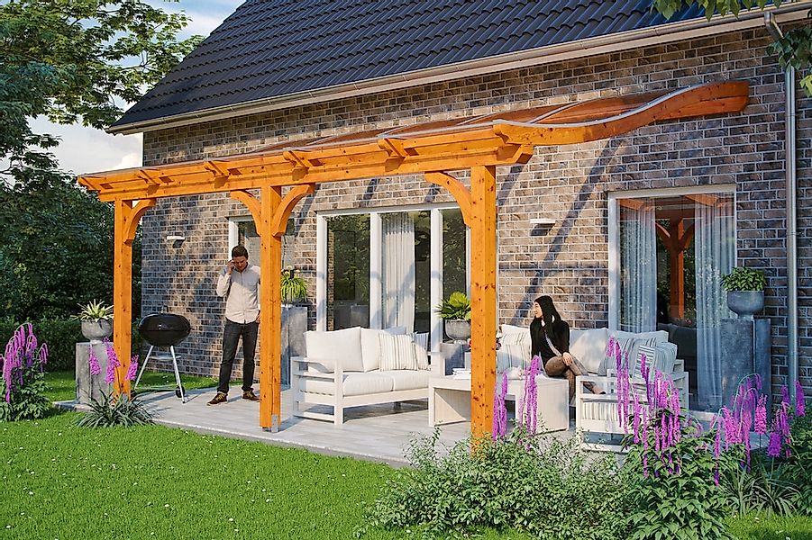 Skan Holz Terrassenüberdachung Venezia 541 x 239 cm Leimholz Eiche hell günstig online kaufen