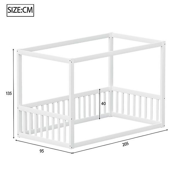 Flieks Kinderbett, Einzelbett Bodenbett 90x200cm ohne Lattenrost mit Rausfa günstig online kaufen