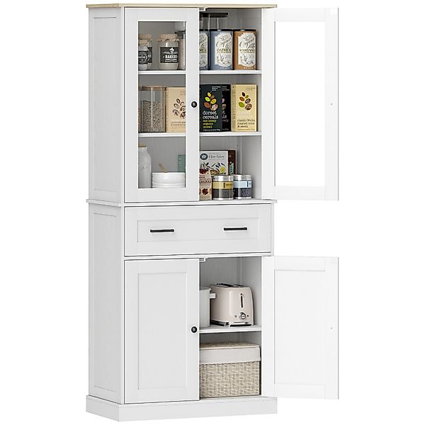 HOMCOM Küchenschrank  MDF Spanplatte Cremeweiß 76L x 40B x 182,5H cm günstig online kaufen