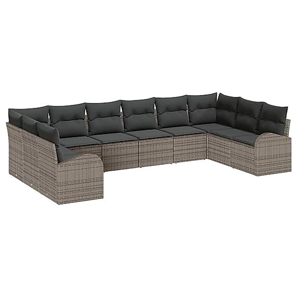 vidaXL Garten-Sofa-Set 10-Tlg Grau Poly Rattan 3346219 günstig online kaufen