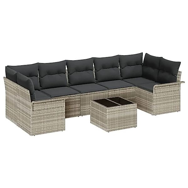 vidaXL Gartensofa-set 8-Tlg Hellgrau und Dunkelgrau Poly-Rattan 3353951 günstig online kaufen