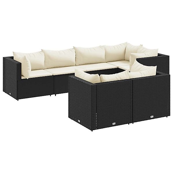 vidaXL 7-Tlg Garten-Lounge-Set mit Kissen Schwarz Poly Rattan 3308184 günstig online kaufen