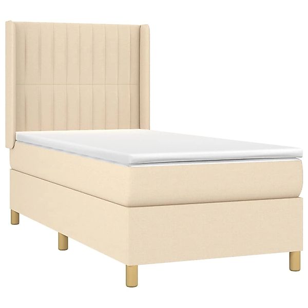 vidaXL Boxspringbett mit Matratze & LED Creme 90x200 cm Stoff 3139010 günstig online kaufen