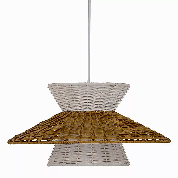 Deckenlampe 40,5 X 40,5 X 20 Cm Metall Weiß Grün Rattan günstig online kaufen