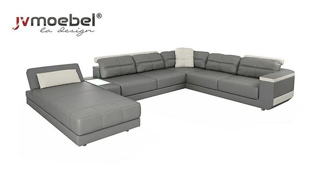 Xlmoebel Ecksofa Neue graue Ledercouch in U-Form für die Wohnlandschaft mit günstig online kaufen