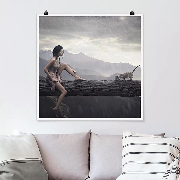 Poster - Quadrat Jane in the rain günstig online kaufen