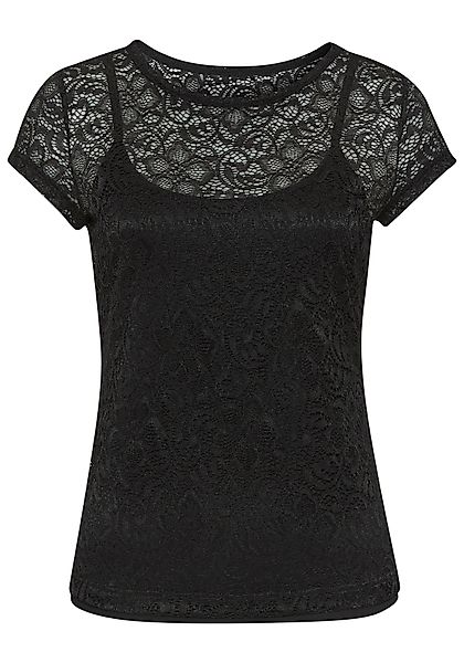 LASCANA Spitzenshirt (Packung, +Top) mit Blumenmuster günstig online kaufen