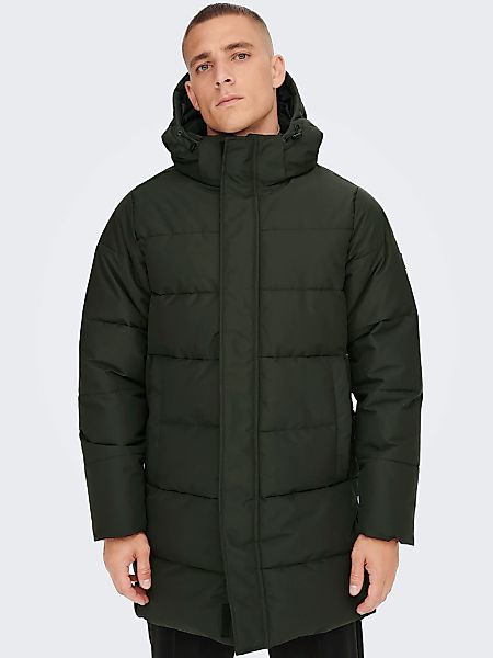 ONLY & SONS Steppjacke "ONSCARL LIFE LONG QUILTED COAT NOOS OTW" mit Kapuze günstig online kaufen