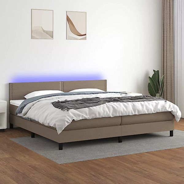 Vidaxl Boxspringbett Mit Matratze & Led Taupe 200x200 Cm Stoff günstig online kaufen