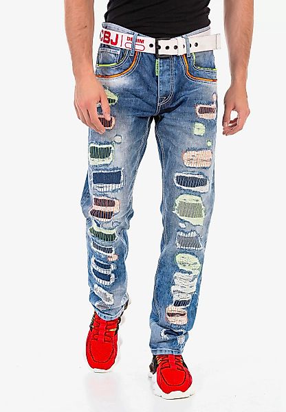 Cipo & Baxx Straight-Jeans, mit farbigen Destroyed-Details günstig online kaufen